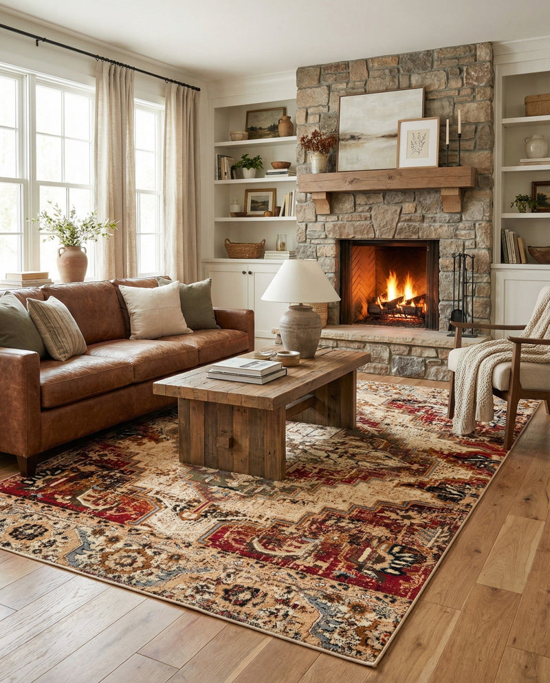 Neptune Elegance Collection Area Rug -  Naiad Rectangle Burgundy Beige  lifestyle 6