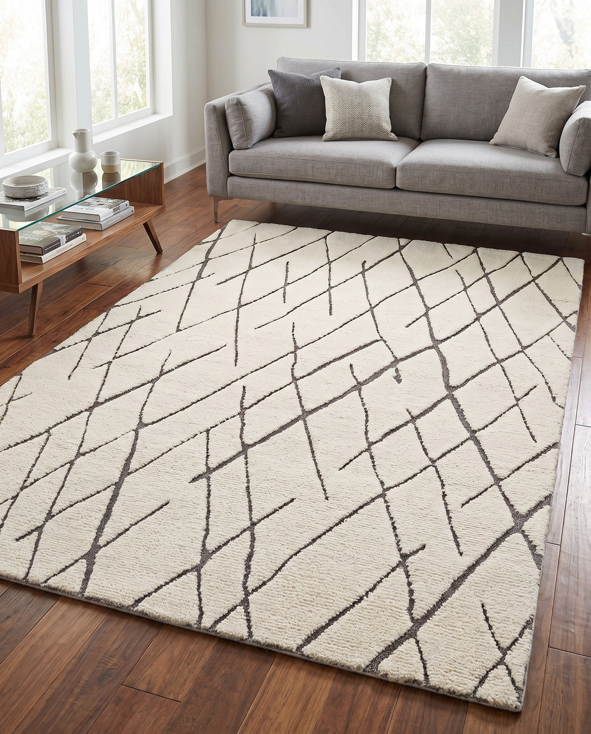 Sahara Berber Wool Collection Area Rug - Marrakesh Rectangle Pure Ivory  lifestyle 53