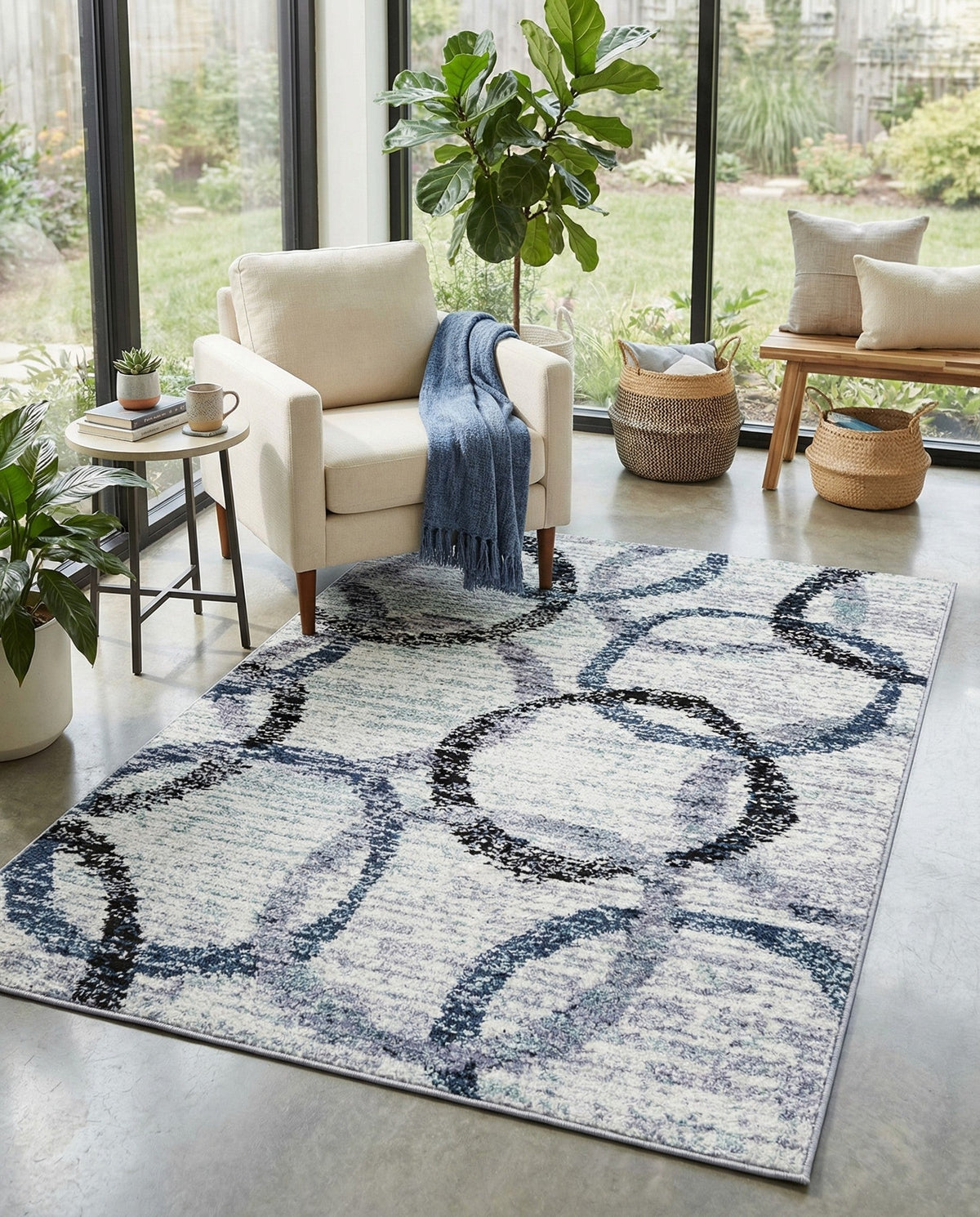 Santa Fe Trails Collection Area Rug -  Taos Rectangle Ivory  lifestyle 9