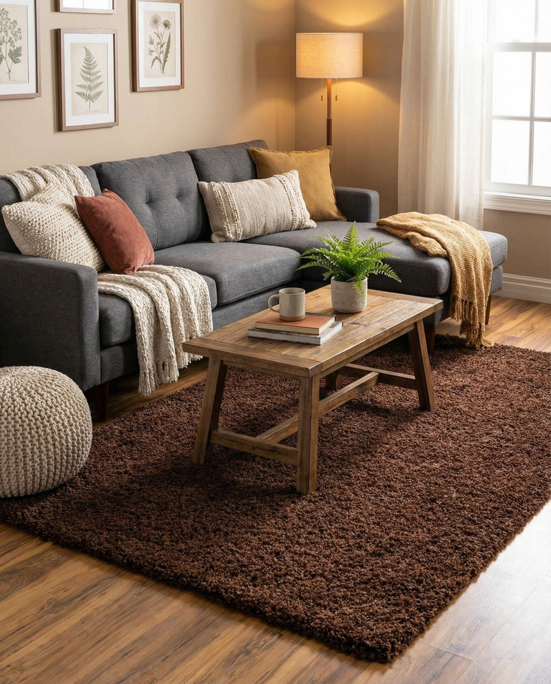 Plush Oasis Collection Area Rug - Serenity (Chocolate Brown) Rectangle Chocolate Brown  lifestyle 13