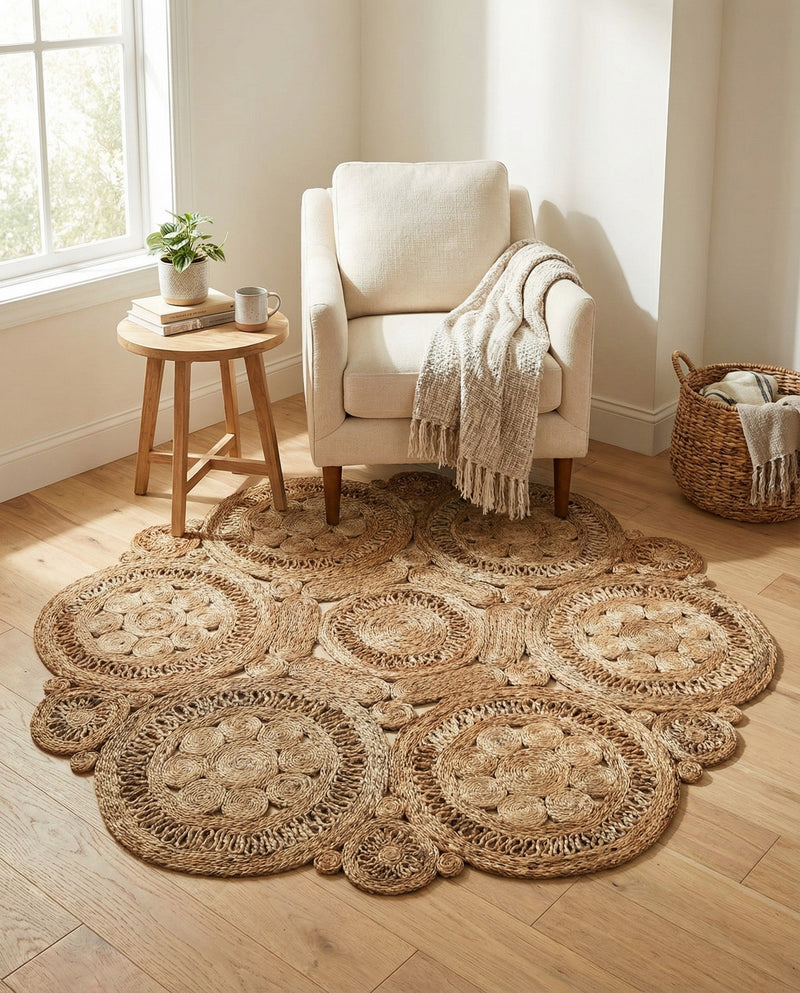 Woven Seaside Jute Collection Area Rug - Whittaker Round Natural  lifestyle 66