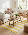 Tassel Trail Collection Area Rug - Pathway (Yellow and Ivory) Rectangle Yellow and Ivory  lifestyle 11