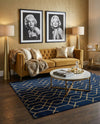 Hollywood Luxe Collection Area Rug - Sunset (Navy Blue Gold) Rectangle Navy Blue Gold  lifestyle 15