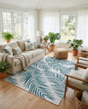 Seaside Blooms Collection Area Rug - Verdure (Teal Ivory) Rectangle Teal Ivory  lifestyle 16