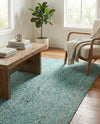 Woven Seaside Jute Collection Area Rug - Savannah (Turquoise) Rectangle Turquoise  lifestyle 6
