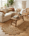 Woven Seaside Jute Collection Area Rug - Coastalhaven (Natural) Oval Natural  lifestyle 33