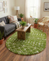 Berber Lattice Shag Collection Area Rug - Atlas (Green) Oval Green  lifestyle 35