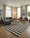 Seaside Stripes Collection Area Rug - Cabana (Charcoal) Square Charcoal  lifestyle 41