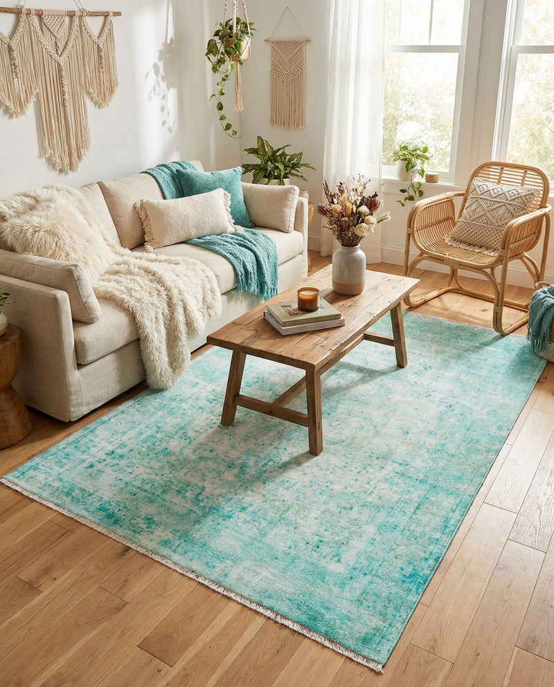 Bazaar Chic Collection Area Rug -  Taza Rectangle Turquoise  lifestyle 12
