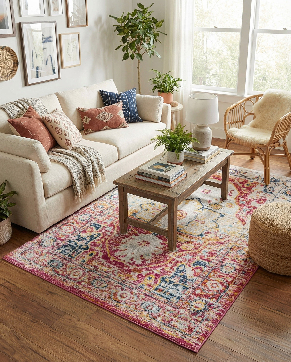 Parisian Elegance Collection Area Rug - Versailles (Pink Gray) Rectangle Pink Gray  lifestyle 6