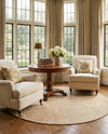Berkshire Estate Collection Area Rug - Windsor (Oat Beige) Round Oat Beige  lifestyle 37