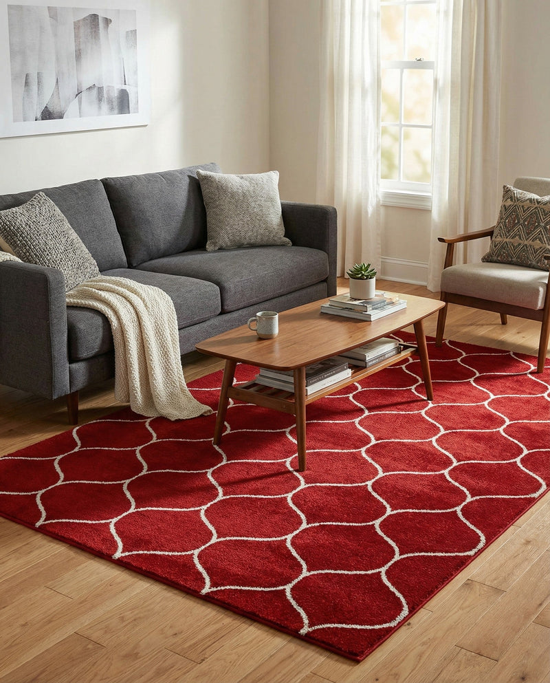 Trellis Mosaic Collection Area Rug -  Pergolatown (Red) Rectangle Red  lifestyle 3