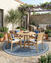 Patio Heritage Collection Area Rug -  Charleston (Blue) Round Blue  lifestyle 46