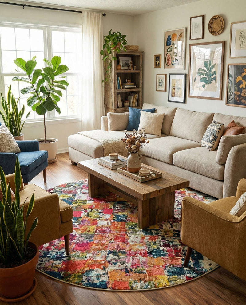 Marrakesh Elegance Collection Area Rug -  Azilal Round Multi  lifestyle 68