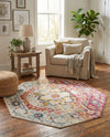 Parisian Elegance Collection Area Rug - Versailles (Pink Gray) Octagon Pink Gray  lifestyle 35