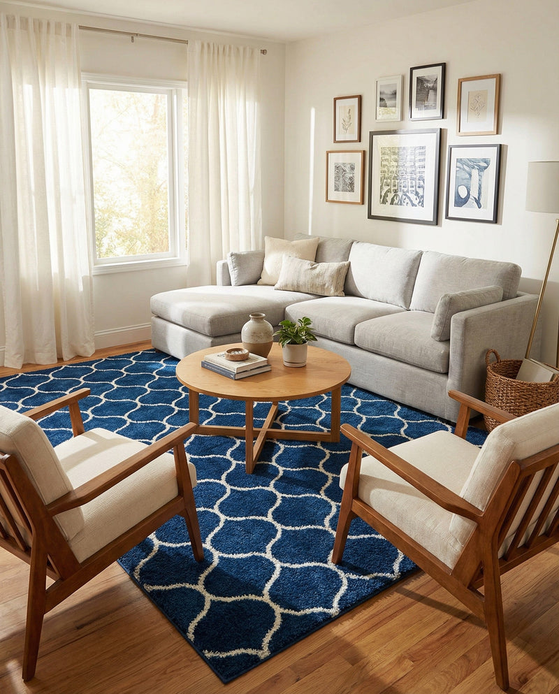 Trellis Mosaic Collection Area Rug -  Pergolatown (Navy Blue) Rectangle Navy Blue  lifestyle 4
