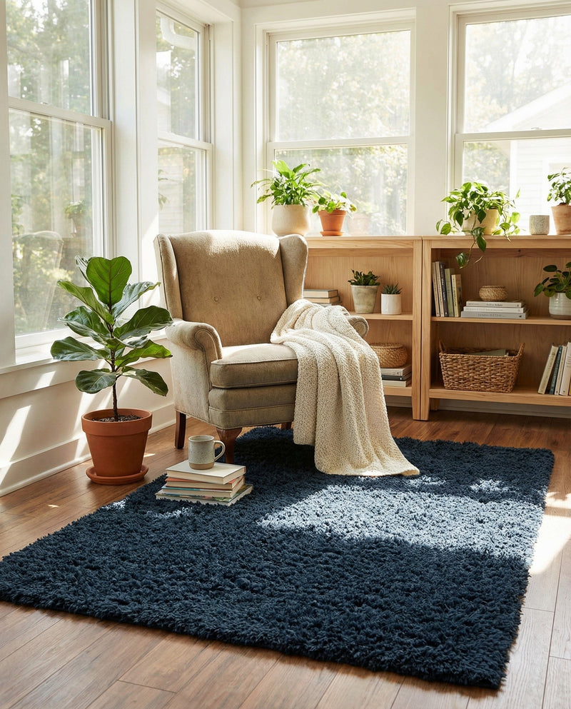 Eternal Plush Oasis Collection Area Rug -  Tranquility (Cobalt) Rectangle Cobalt  lifestyle 27
