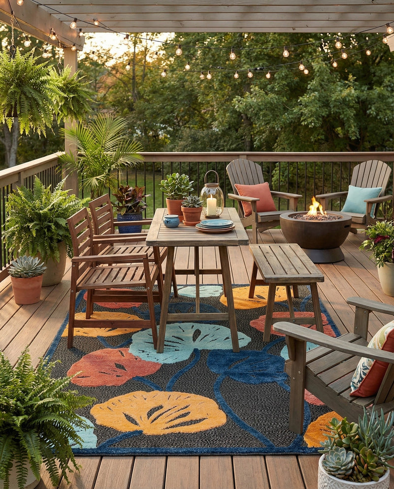 Caribbean Terrace Collection Area Rug -  Grenada Rectangle Charcoal  lifestyle 13