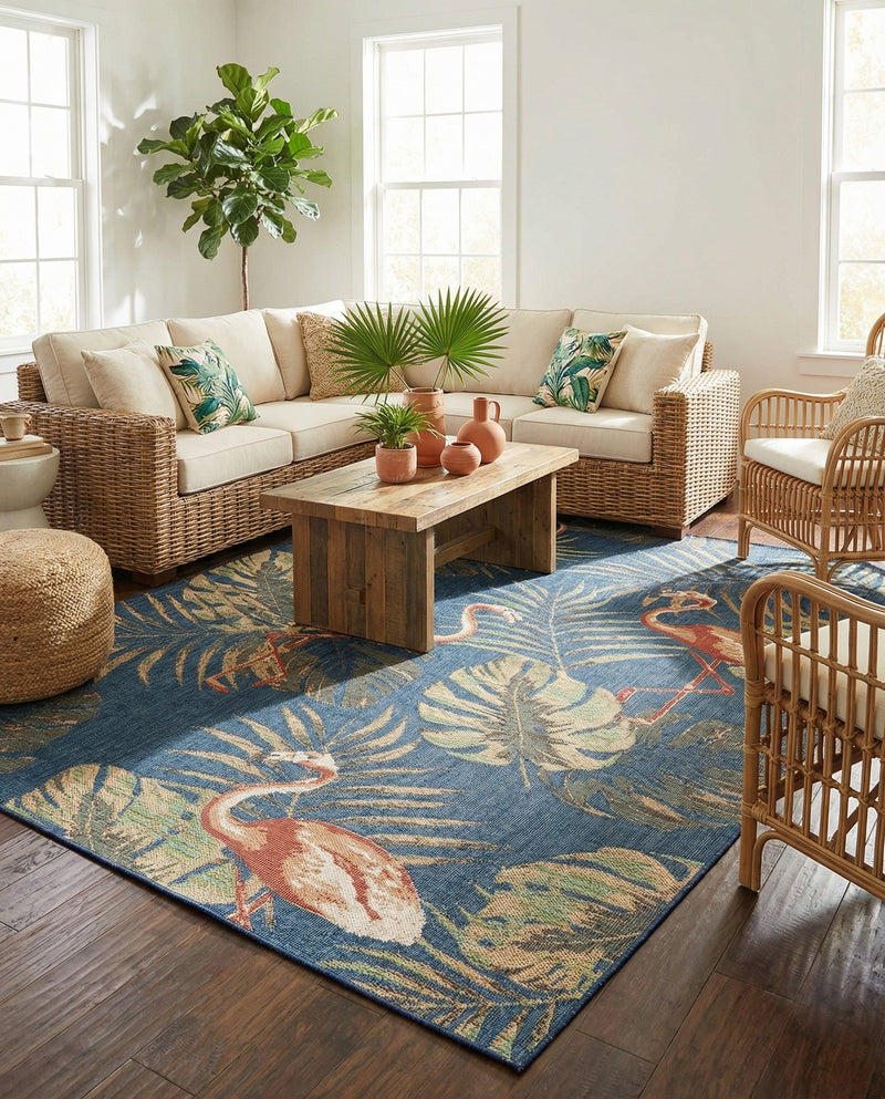 Coastal Terrace Collection Area Rug - Seabreeze Rectangle Navy Blue  lifestyle 16