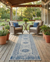 Patio Heritage Collection Area Rug -  Lafayette (Blue) Runner Blue  lifestyle 51