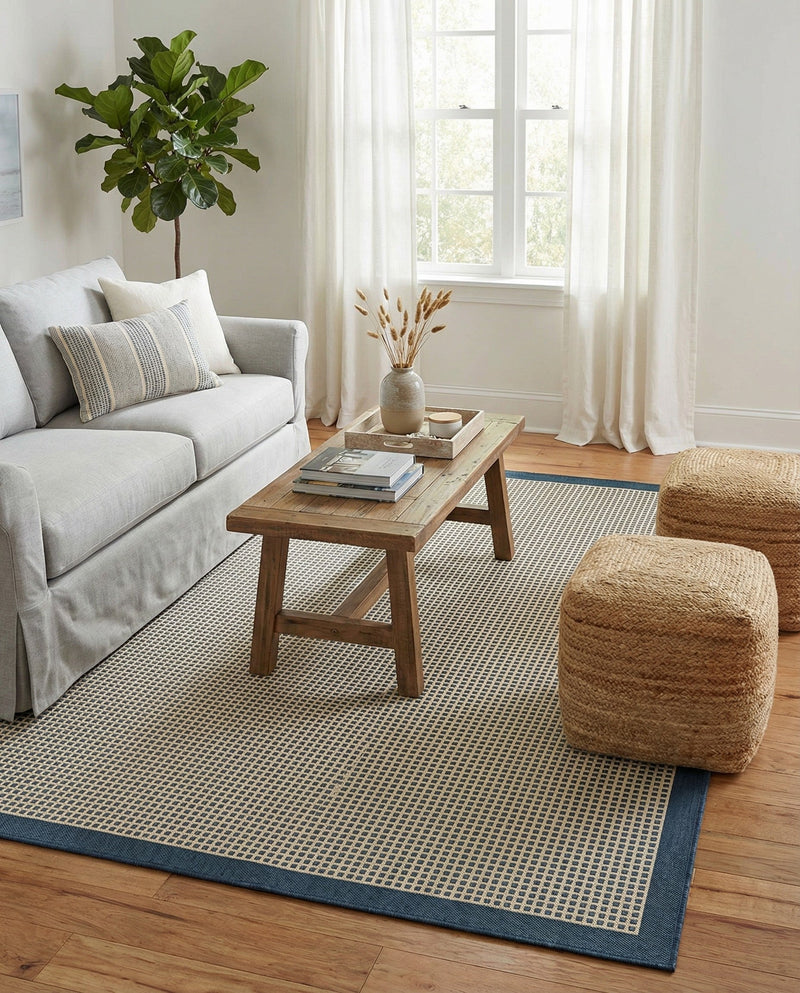 Terrace Fringe Collection Area Rug - Oceanside Rectangle Navy Blue  lifestyle 37