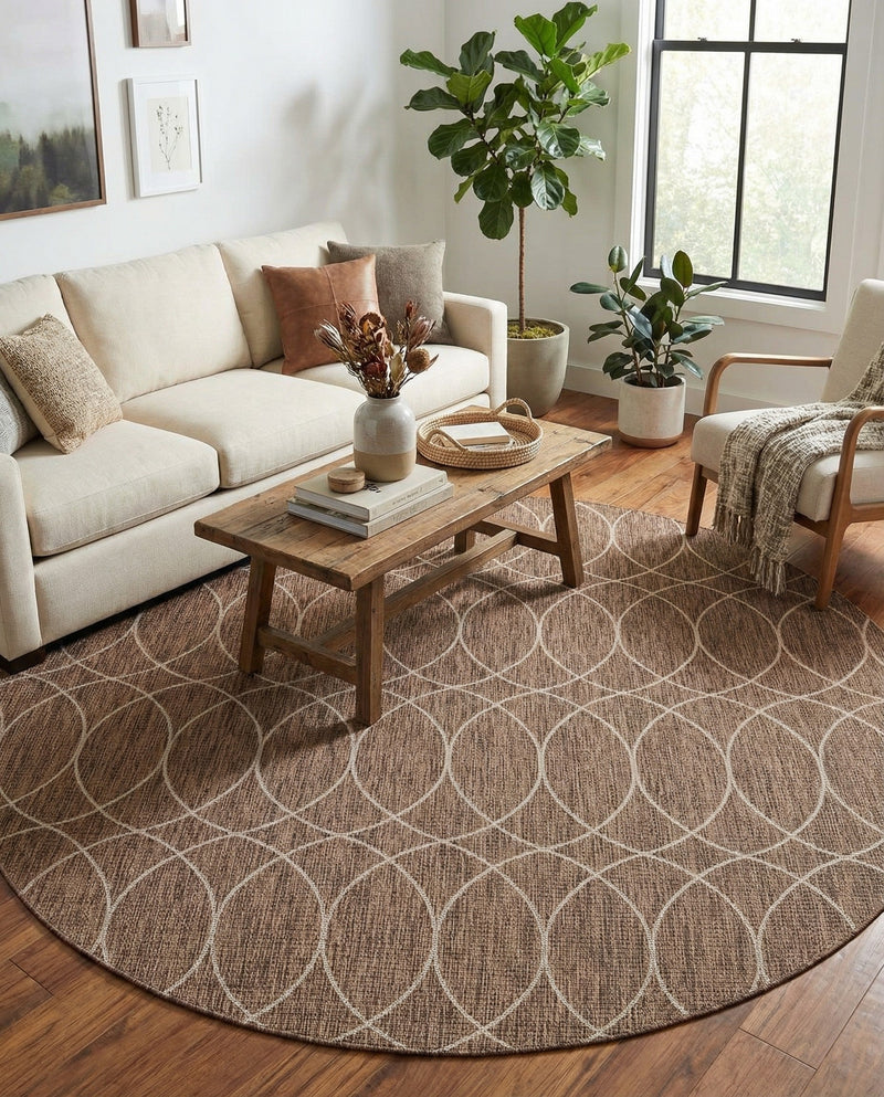 Savannah Pergola Collection Area Rug -  Pavilion (Brown) Round Brown  lifestyle 37