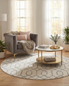 Hollywood Luxe Collection Area Rug - Sunset (White Silver) Round White Silver  lifestyle 59