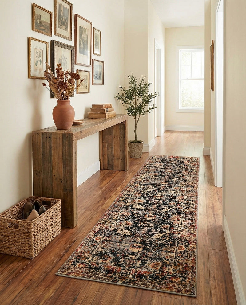 Neptune Elegance Collection Area Rug -  Galatea (Black) Runner Black  lifestyle 50