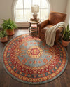 Persian Elegance Collection Area Rug -  Bushehr Round Light Blue  lifestyle 28
