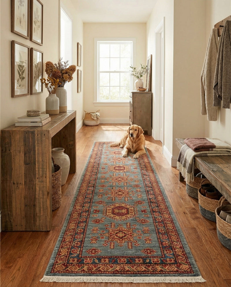 Persian Elegance Collection Area Rug -  Bushehr Runner Light Blue  lifestyle 55