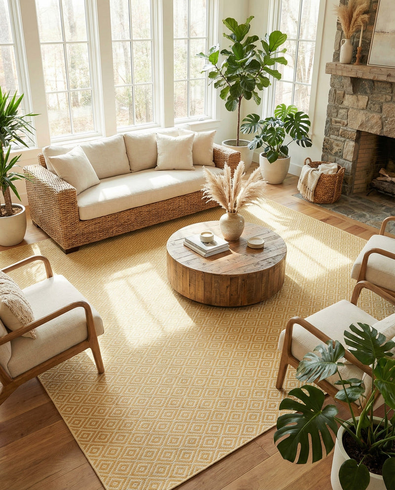 Urban Oasis Rugs Collection Area Rug -  Rooftop (Yellow Ivory) Square Yellow Ivory  lifestyle 40