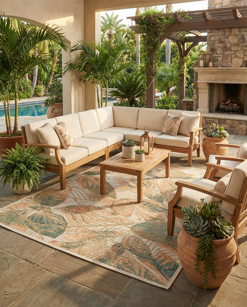 Coastal Terrace Collection Area Rug -  Driftwood Rectangle Ivory  lifestyle 30