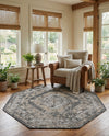 Patio Heritage Collection Area Rug -  Augusta (Charcoal) Octagon Charcoal  lifestyle 71