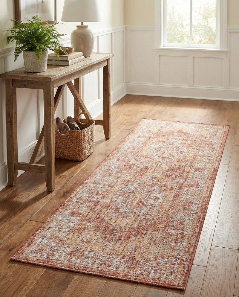 Patio Heritage Collection Area Rug -  Augusta (Rust Red) Runner Rust Red  lifestyle 39