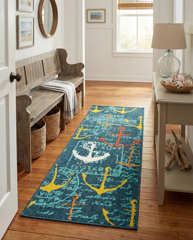 Seaside Haven Rugs Collection Area Rug -  Lighthouse Runner Navy Blue  lifestyle 55