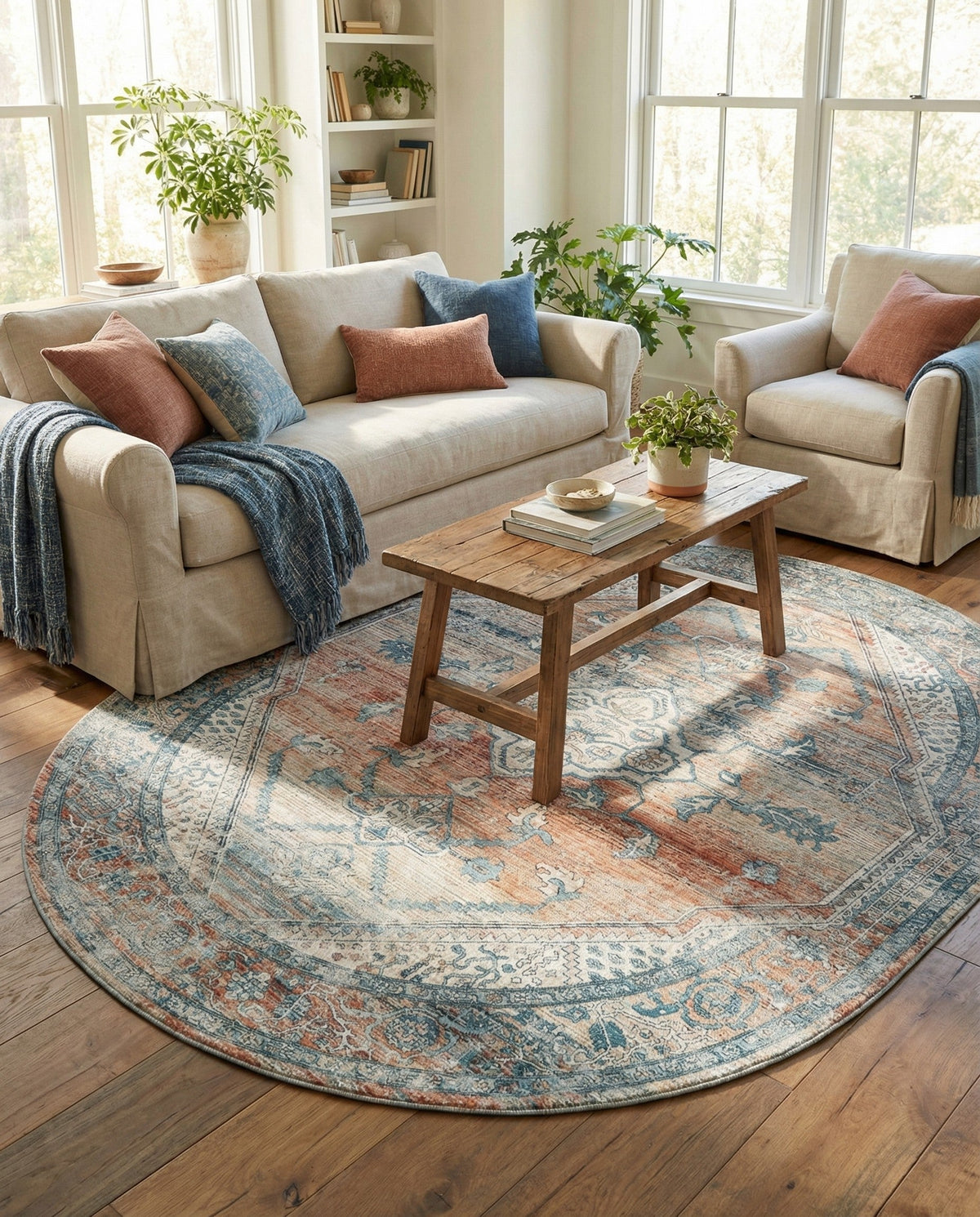 Coastal Haven Collection Area Rug -  Marina Oval Multi  lifestyle 164