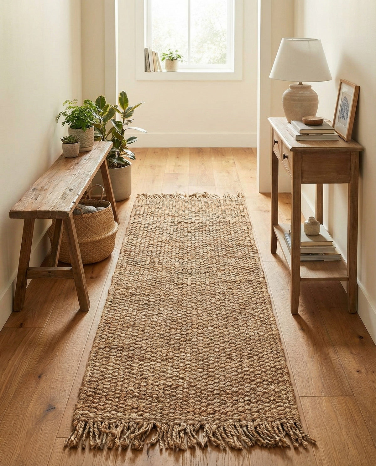 Savannah Jute Collection Area Rug - Seashore Runner Natural  lifestyle 162