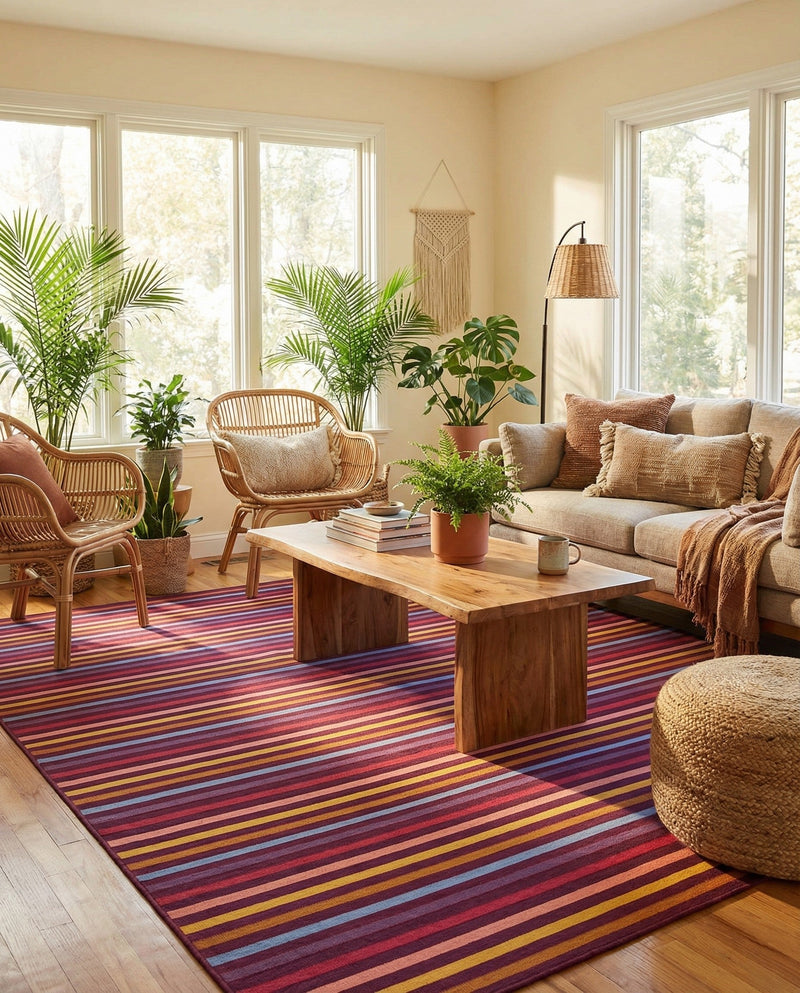 Seaside Stripes Collection Area Rug - Azul Rectangle Multi  lifestyle 26