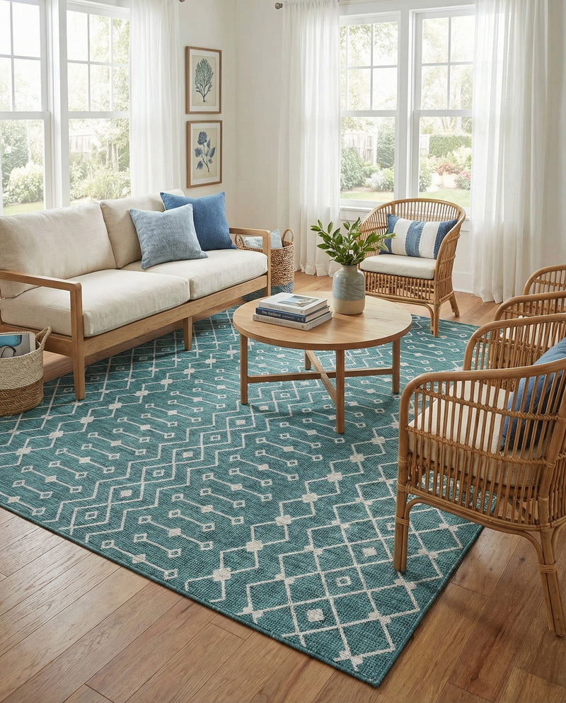 Savannah Pergola Collection Area Rug -  Pergola (Teal) Rectangle Teal  lifestyle 28