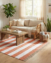 Tassel Trail Collection Area Rug - Pathway (Coral and Ivory) Square Coral and Ivory  lifestyle 61