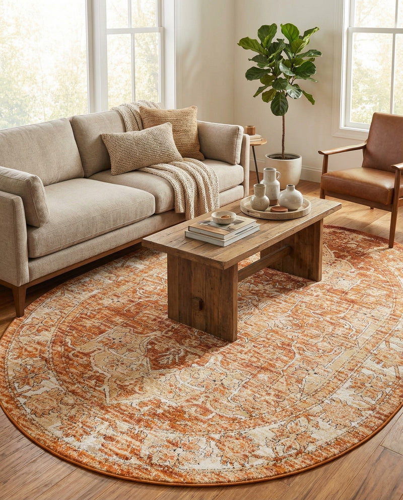 Savannah Soiree Collection Area Rug -  Everglade (Rust Red) Oval Rust Red  lifestyle 53