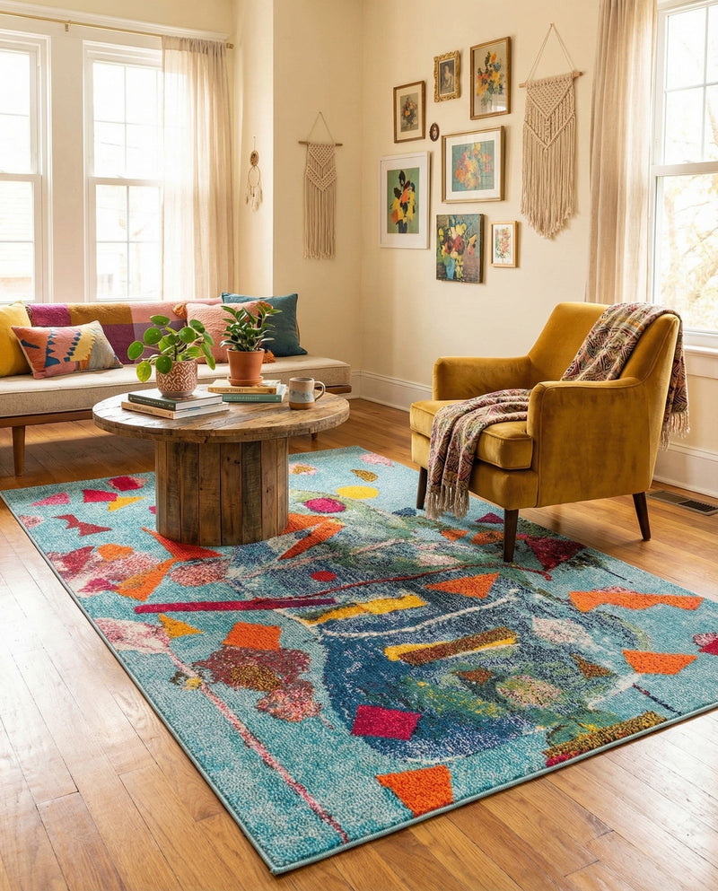Colorburst Oasis Collection Area Rug -  Fresco Rectangle Aqua  lifestyle 9