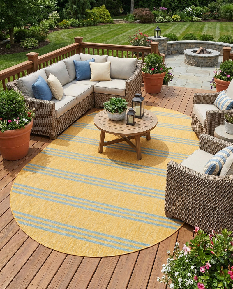 Urban Oasis Rugs Collection Area Rug -  District (Yellow and Aqua) Oval Yellow and Aqua  lifestyle 46