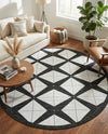 Urban Terrace Collection Area Rug -  Hudson Round Black and White  lifestyle 60