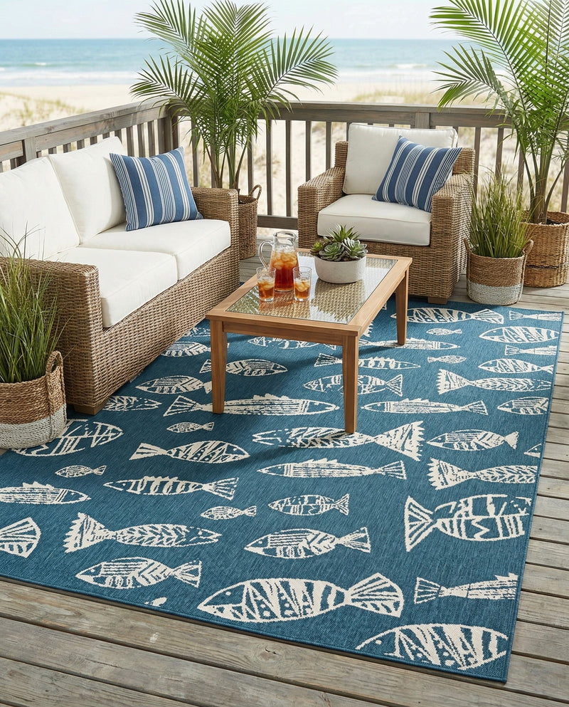 Seaside Haven Rugs Collection Area Rug -  Oceanview Rectangle Blue  lifestyle 15