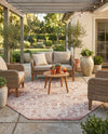 Tribal Terrace Treasures Collection Area Rug - Mayan Marina (Rust Red) Octagon Rust Red  lifestyle 79