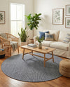 Jill Zarin Sedona Oasis Outdoor Collection Area Rug - Coconino (Navy Sky) Round Navy Sky  lifestyle 50