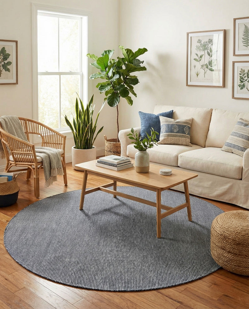 Jill Zarin Sedona Oasis Outdoor Collection Area Rug - Coconino (Navy Sky) Round Navy Sky  lifestyle 50