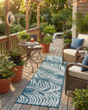 Seaside Blooms Collection Area Rug - Verdure (Teal) Runner Teal  lifestyle 42