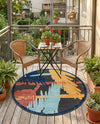Caribbean Terrace Collection Area Rug - Antigua Round Charcoal  lifestyle 53